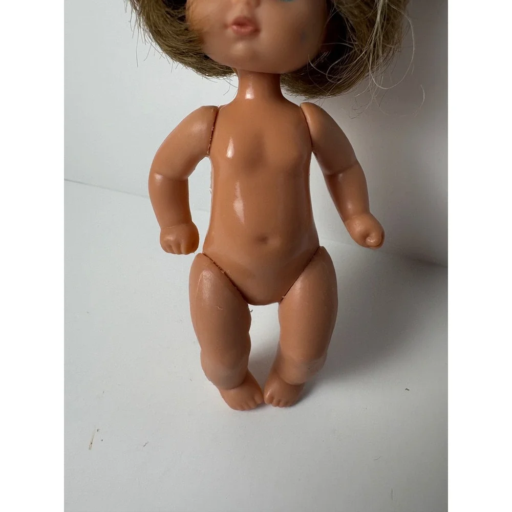 Vintage 1976 Mattel Small Vinyl Doll 5 Inch Teal Eyes Blonde Hair Retro Toy